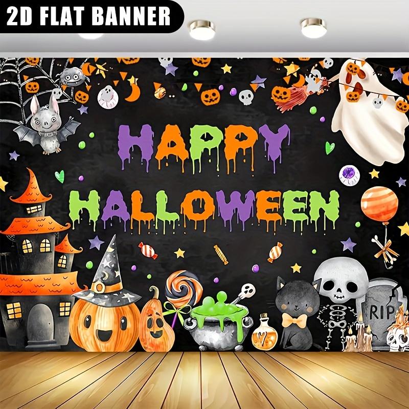 2D Flat Banner 1pc - Spooky Halloween Ghost Pumpkin Head Design, Halloween Theme