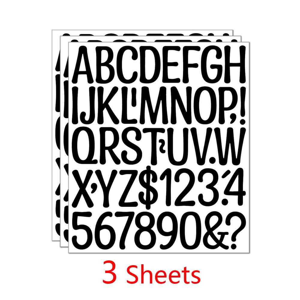 

3 sheets 2 inch Artistic Alphabet Number Stickers DIY Words Letter Sticker for Bulletin Board Mailbox DIY Craft Art Making Decor