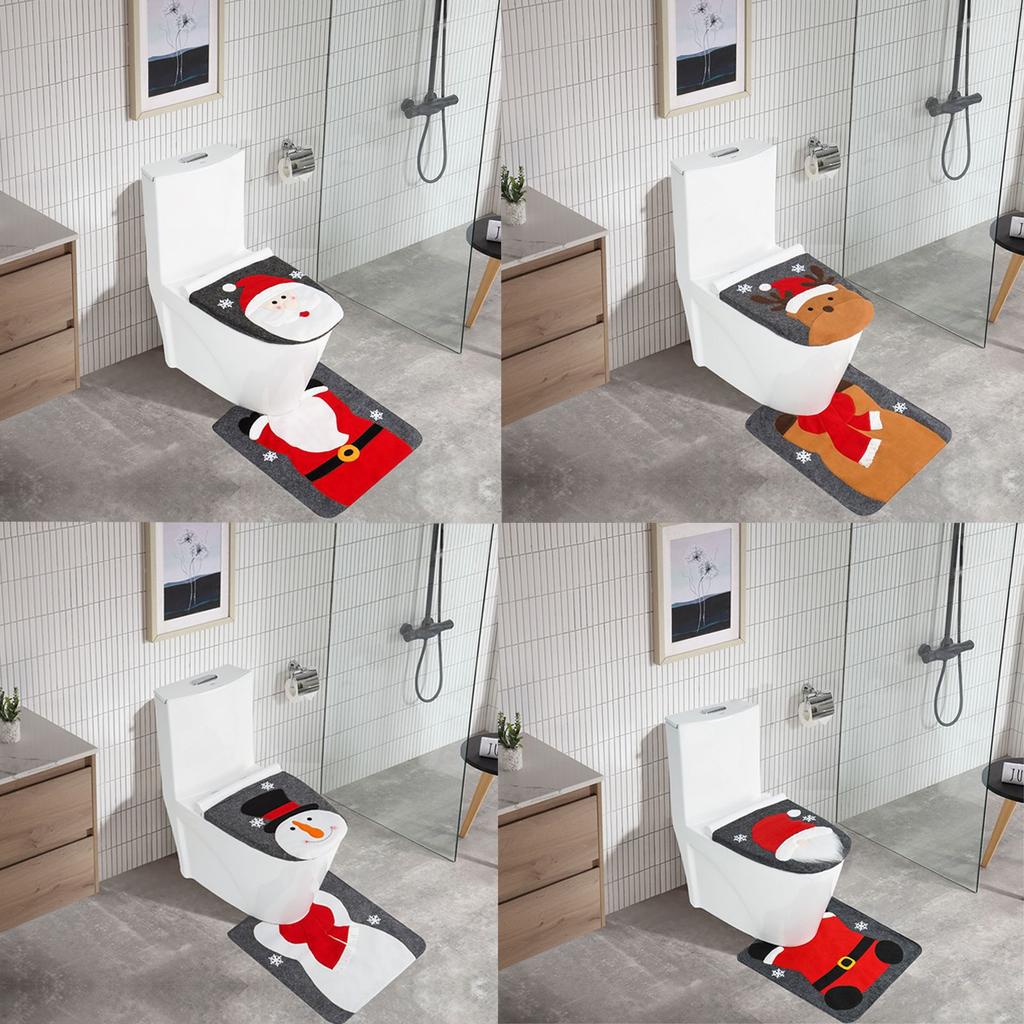 New Christmas Toilet Seat Covers Creative Santa Claus Bathroom Mat Xmas Supplies for Home New Year Navidad Gift Decor 2025