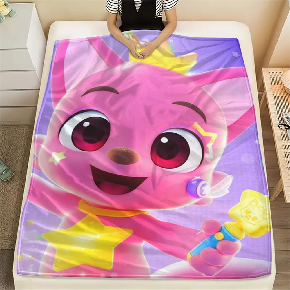 1 ks Flísová deka s potiskem Pinkfong, Vysoká kvalita, Pohodlná pro všechna roční období, Domácí dekorace, Teplo a pohodlí, Perfektní pro vánoční dárky111