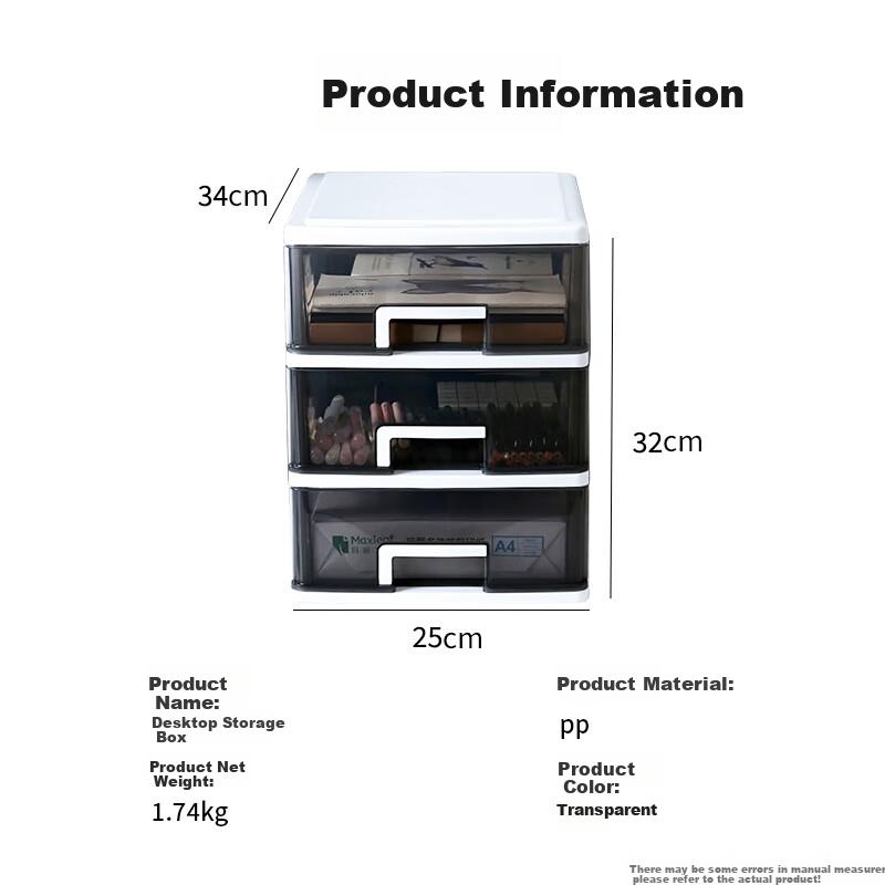 Jinlongxing Desktop Storage Box, Office A4 Transparent Drawer Organizer, Storage Cabinet for Cosmetics And Desk Organizatio