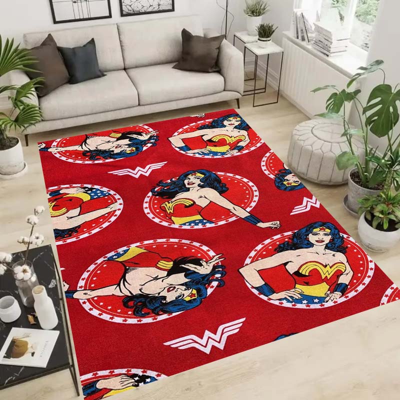Wonder Woman pattern rug, suitable for living room, bedroom, bedside, balcony and other places, Nordic style decorative rug,