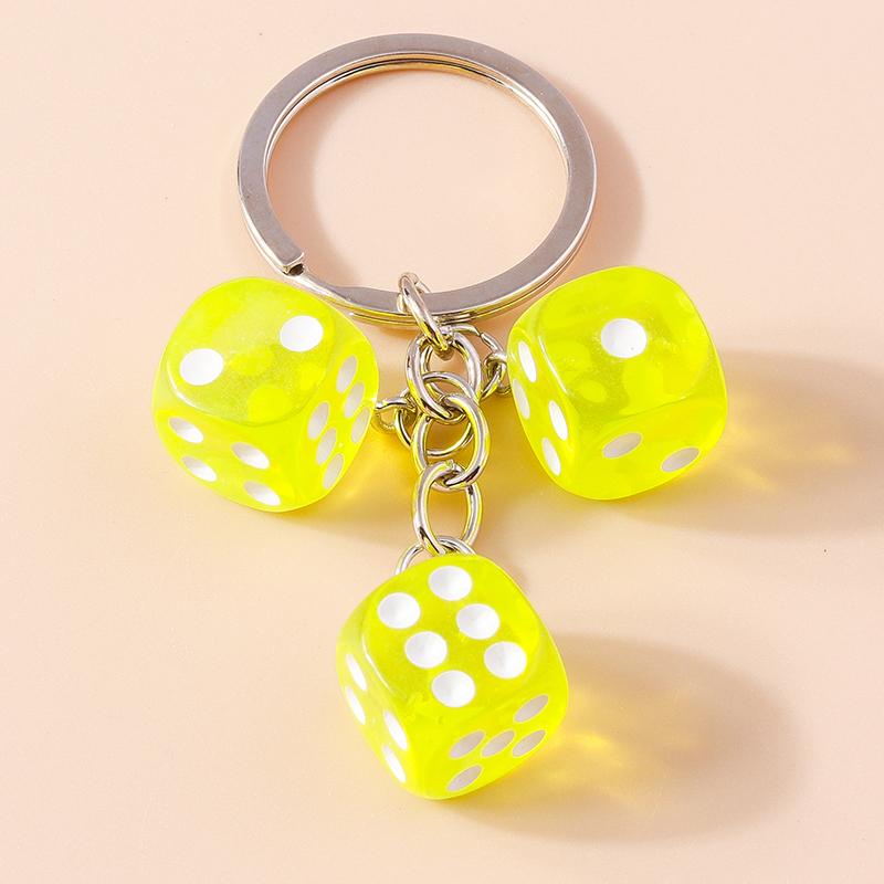 Cuet Resin Geometric Dice Keychain Keyring Pendants for Women Men Car Key Holder Handbag Pendants Charms DIY Jewelry Gifts
