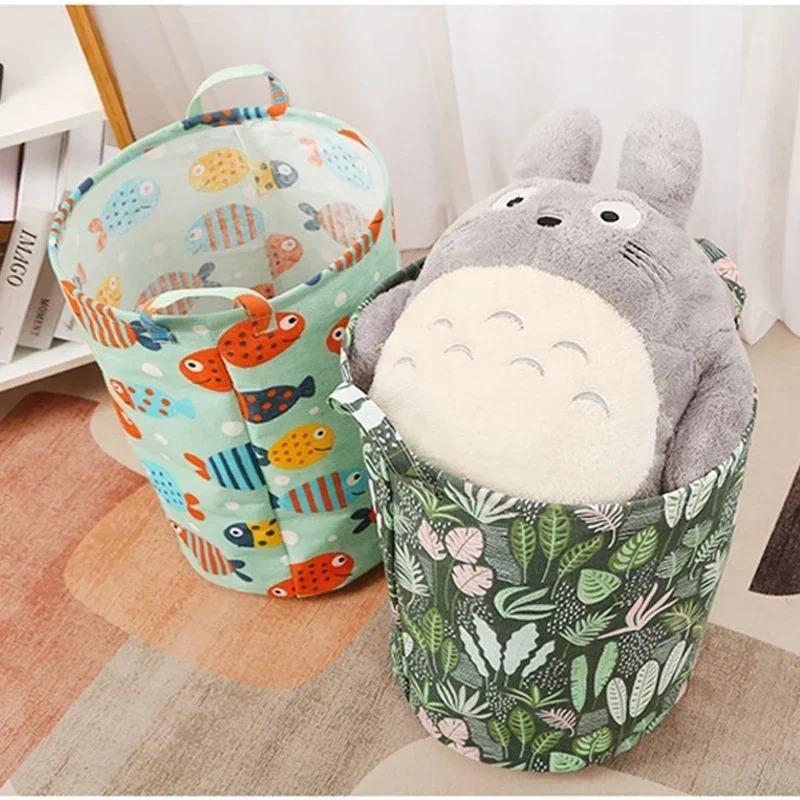 Printed Laundry Basket Portable Foldable Laundry Organiser Cotton & Linen Clothes Basket Children's Toys Dirty Laundry Basket