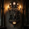 Gothic Hecate Goddess Wall Sconce with Warm LED Vintage Ambient Light for Bedroom Hallway Dark Fantasy Decor Mystical Art Lamp Unique Gift for