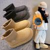 Girls snow boots 2025 winter new fashion boys velvet short boots thermal two cotton shoes children's socks boots tide