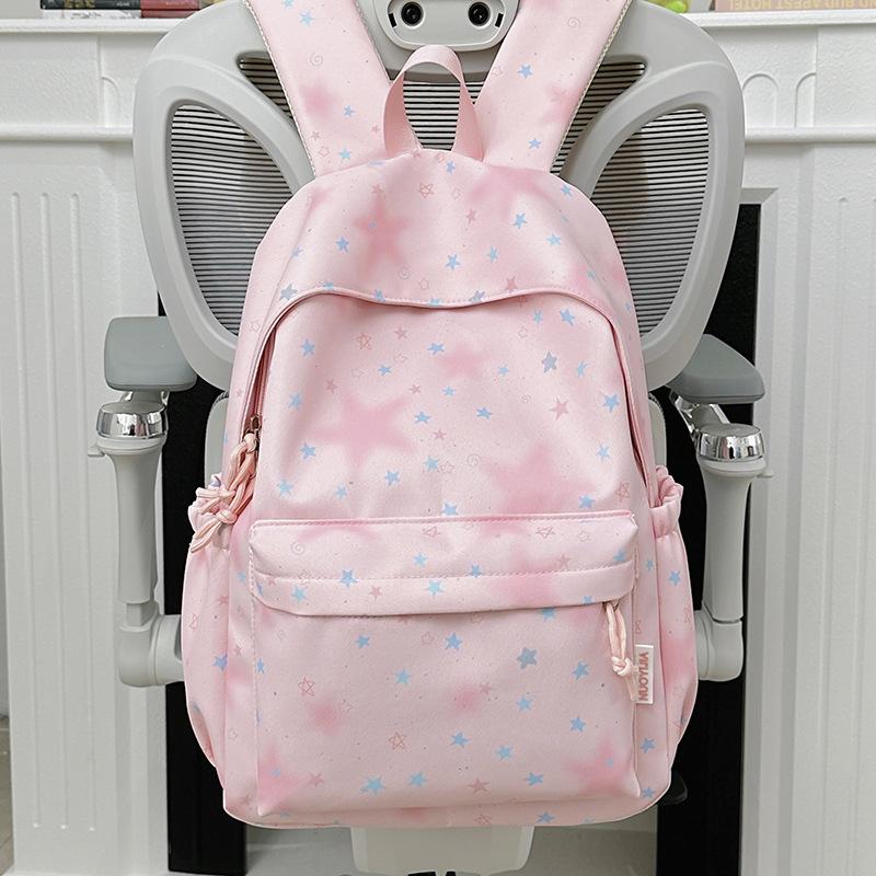 Schoolbag Korean small fresh schoolbag female college student simple versatile printed backpack lightweight large capacity high school backpack