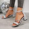 Fashion Women Sandals 2025 Summer New Fashion Sexy Medium High Heel Outdoor Sandals Elegant Casual Comfortable Wedding Shoes for Women