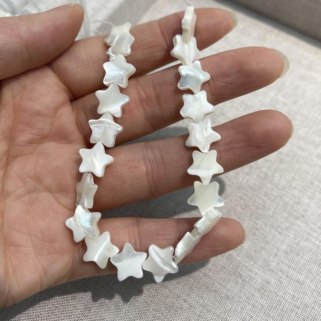 8x8mm Natural White Trochus Shell Star Beads 18cm Single Strand Mother Of Pearl Loose Beads for DIY Jewelry Making