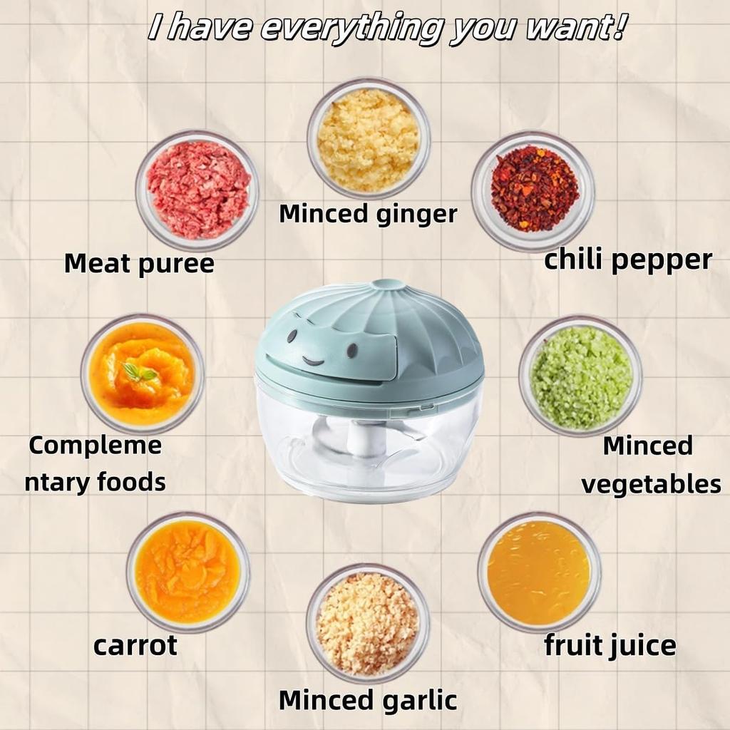 Manual Food Processor Vegetable Chopper, Mini Hand-Pull String Garlic Chopper Onion Cutter for Veggies.