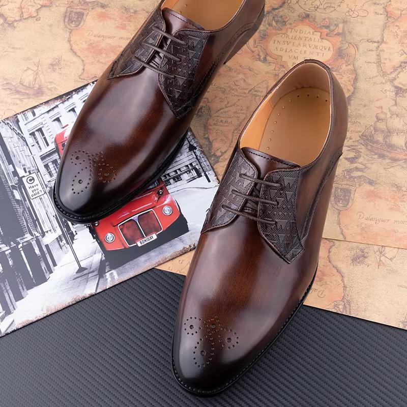 Fashion Luxury Mens Leather Shoes Fashions Genuine Leather Elegant Dress Derby Formal Shoe Casual Business Party Leather Shoes Coffee