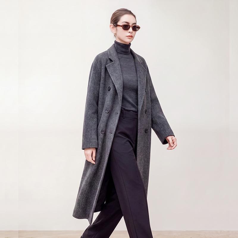 100% Wool Women Coat Autumn Wool Long Coat Handmade Pea Coat Winter Warm Wool Long Jacket Overcoat