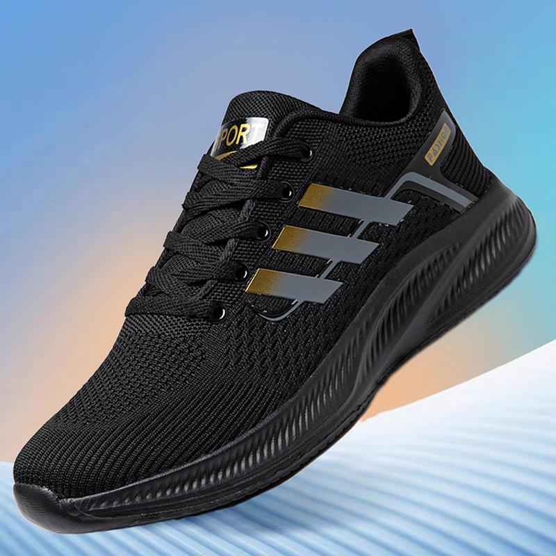 

Чоловічі легкі сітчасті дихаючі кросівки для активного відпочинку, піших прогулянок та бігу 41 золотий/чорний