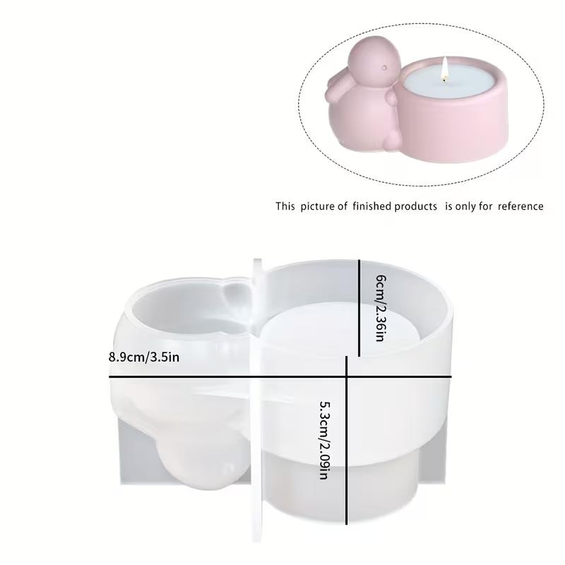 

1pcs Silicone Candle Holder Mold - Cute Rabbit-Shaped Dual-Compartment Design for Candles, Cement Casting - for Home Desk Decor