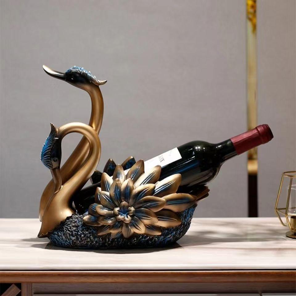 Red Wine Rack Ornaments Swan Home Living Room Dining Table Tray American Light Luxury Wine Cabinet Decoration Dining Cabinet