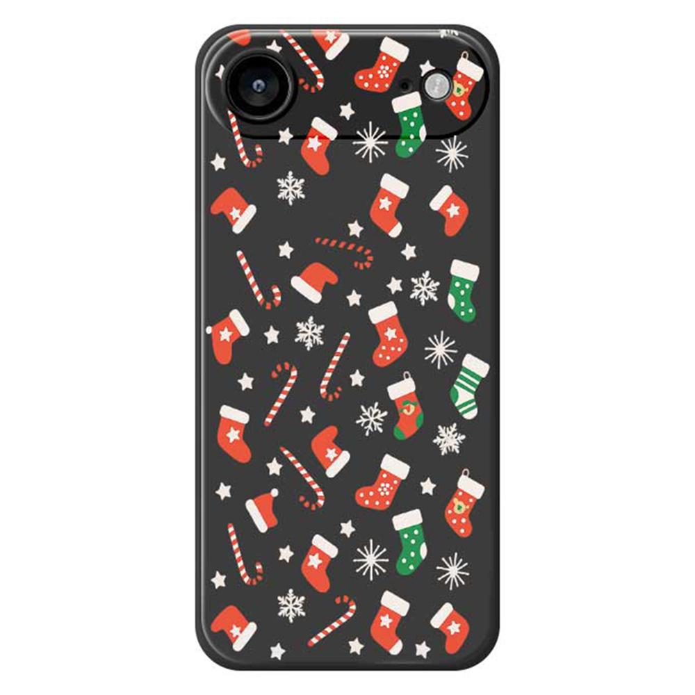 

For iPhone Air Case Red Green Socks and Canes Pattern Printing Straight Edge TPU Phone Back Cover D