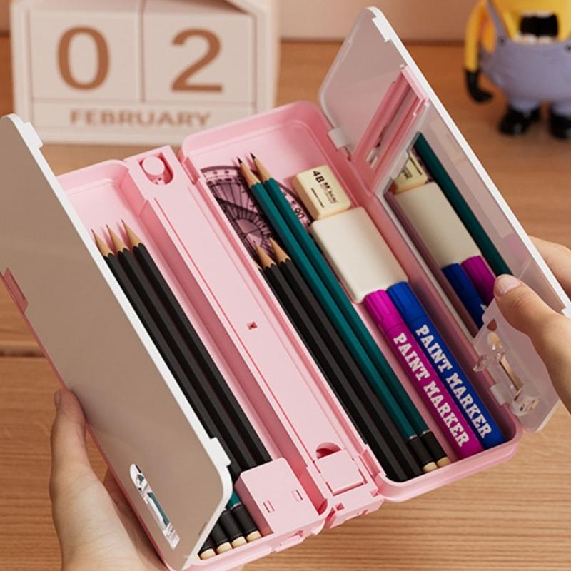Double Use  Desktop Reading Stand With Built In Pencil Case Pen Box For Kids Students Classroom Study