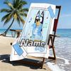 Custom Name Personalized Bluey Print Beach Towel, for Trip Camping Beach Party Home Decor, Birthday Gift for Family & Friends