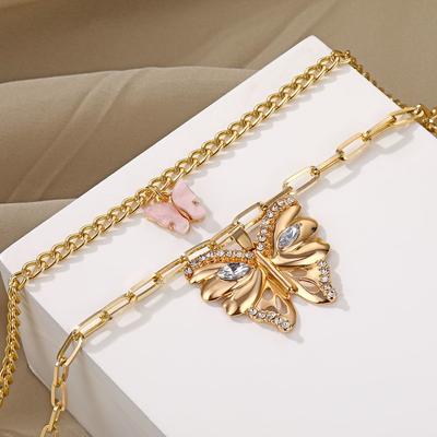 Y2K Butterfly Necklace   Letter Pendant Fashion Jewelry Retro Butterfly Pendant Elegant