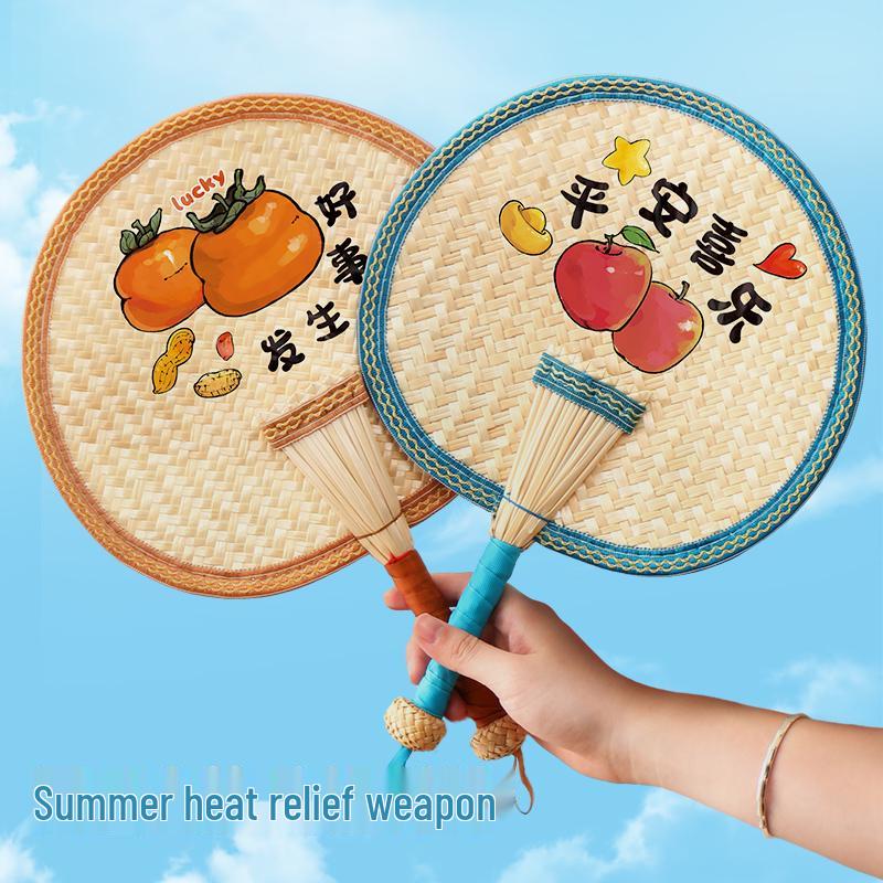 Large Durable Handmade Wheat Straw Palm Fan for Summer