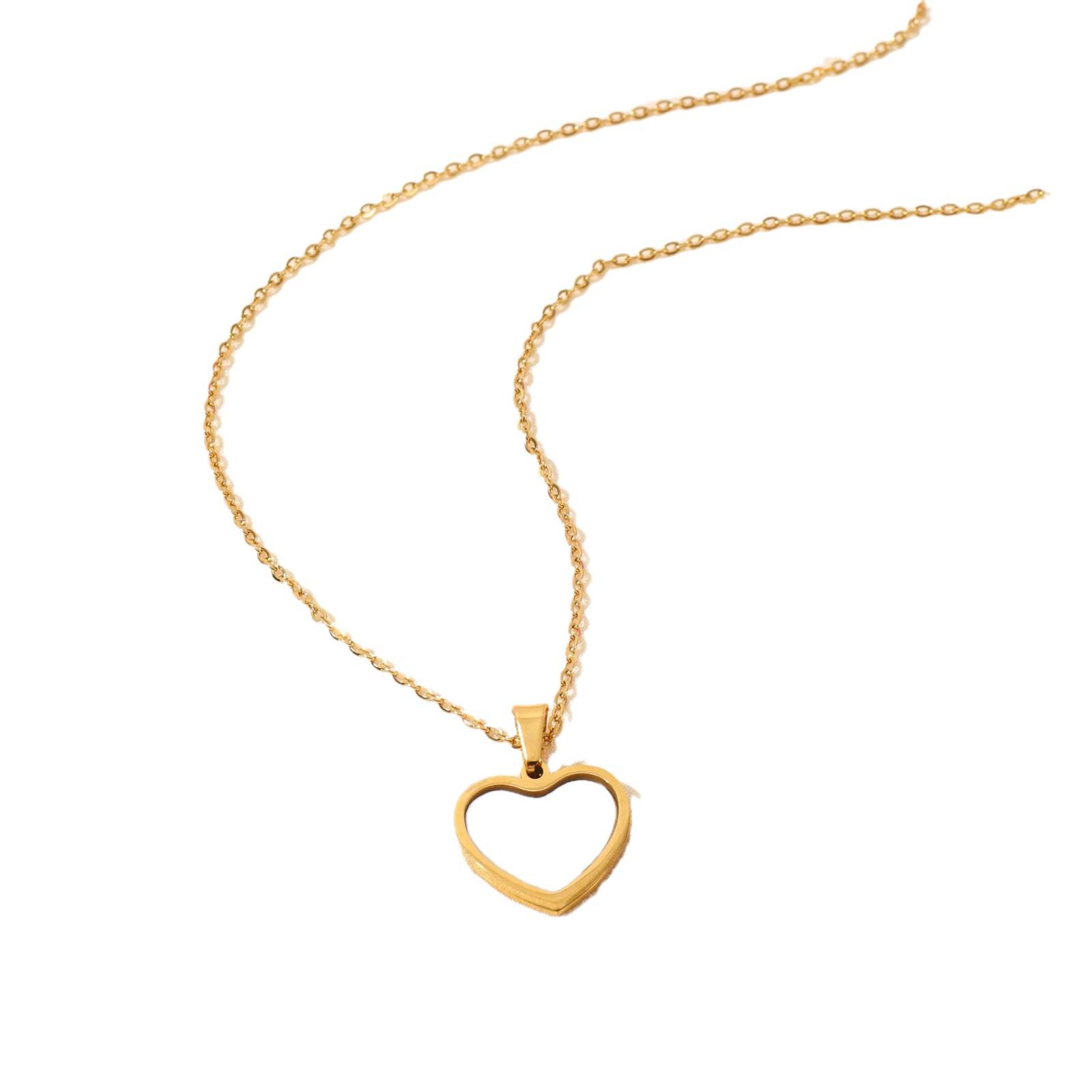 

Titanium Steel Peach Heart Butterfly Pendant Necklace - Trendy Korean Style Women s Clavicle Chain