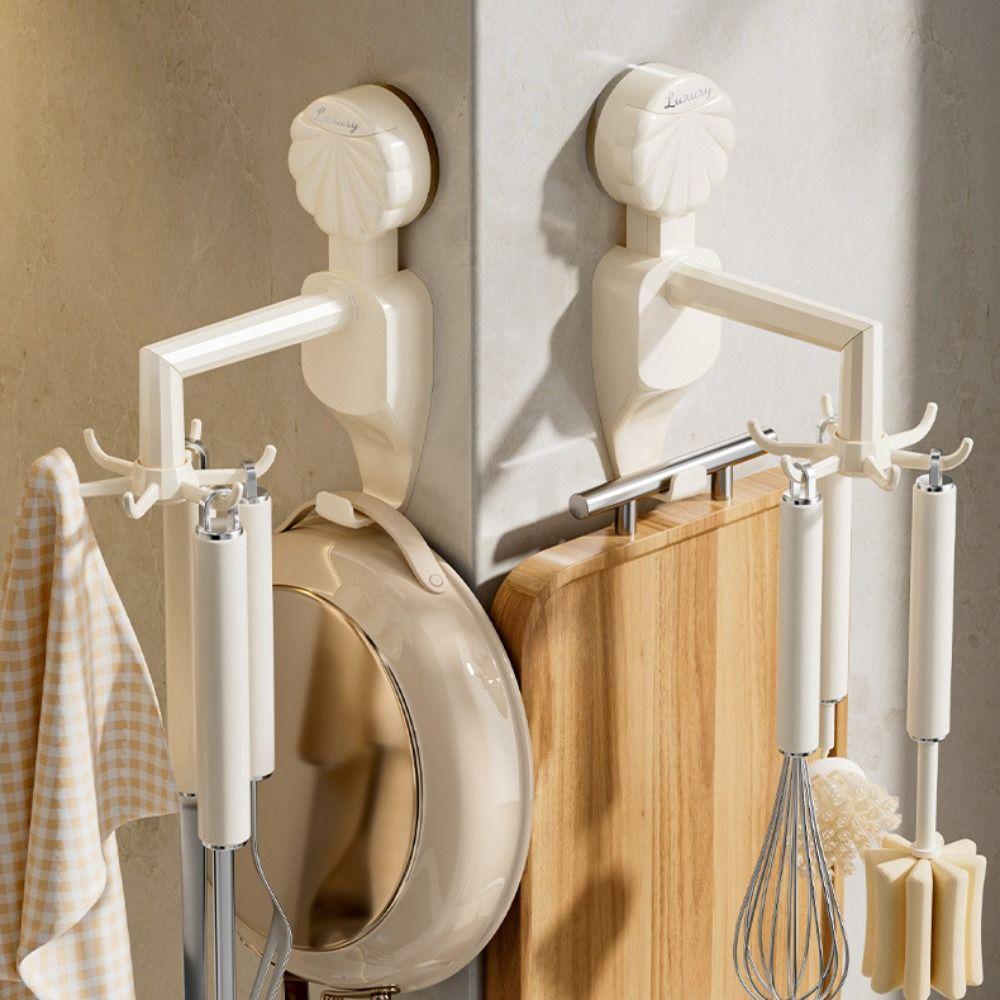 6 Claw Hook Wall Hanging Rotatable Hook Punch Free Wall Mounted Rack Durable Kitchen Rotary Hooks