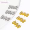 18K Gold Plated Brass Inlaid Zircon Bone Shape Two-Strand Connector End Bar Necklace Ends Connectors For Jewelry Making Supplies