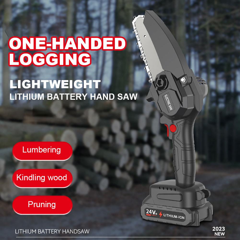 21V 6/4 Zoll Elektrische Kettensäge Einhändig Mini Elektrische Astsägen zum Holzschneiden/Baumschneiden/Äste Beschneiden Schneidwerkzeuge