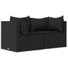 Vidaxl 3-Cz. Garden Lounge Set, Cushions, Black PE Rattan