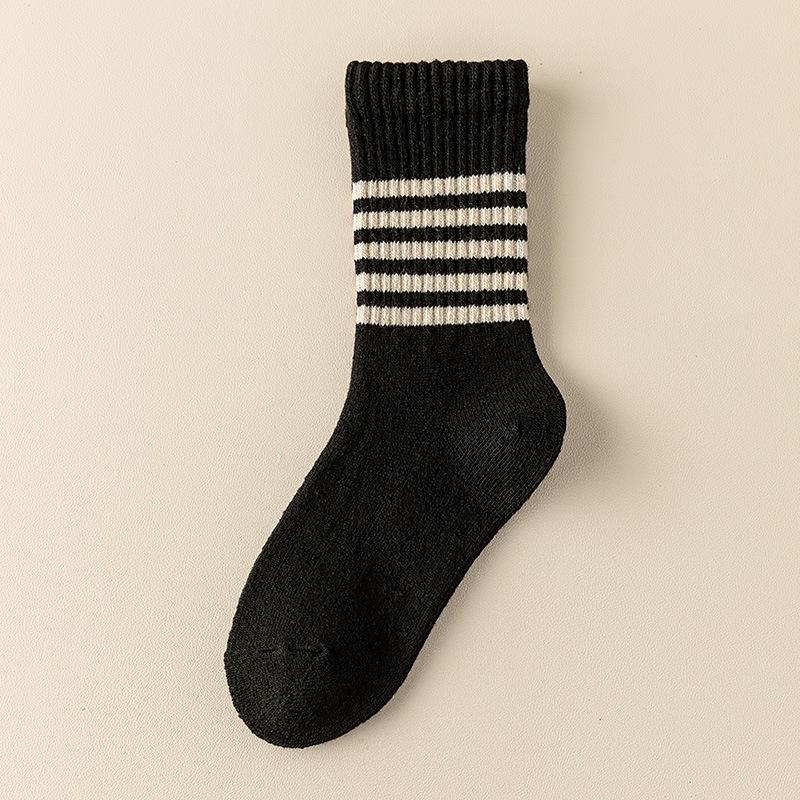 

Striped Socks Children S Stacking Socks Season Retro Wool Socks Piled And Thickened Warm Sweat-Absorbing And Deodorant Medium Tube Socks Women One size