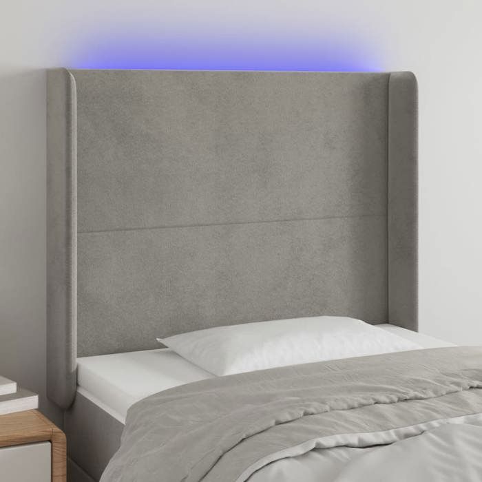 VidaXL LED Headboard Bedroom Furniture Single Bed Accessory Headboard Bed Frame Interior Light Grey 3123804