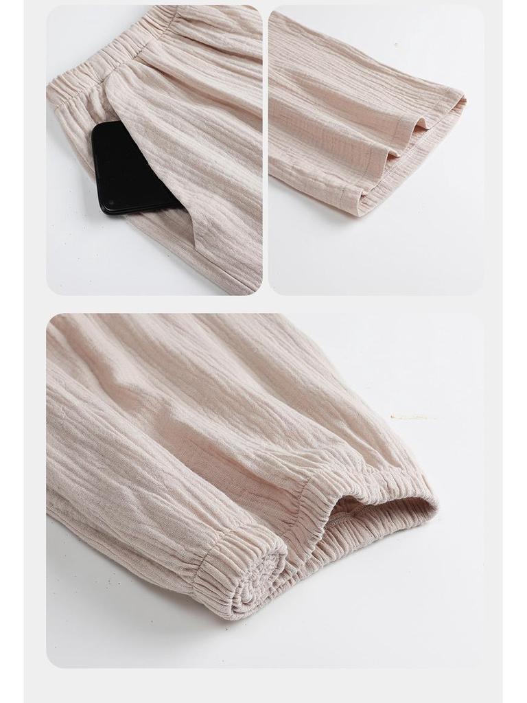 Herrenpyjama aus reiner Baumwolle, Klasse A, doppellagig - Langarm, Chinesischer Stil, Lockere Passform, Hochwertige Frühlings- und Herbst-Homewear.