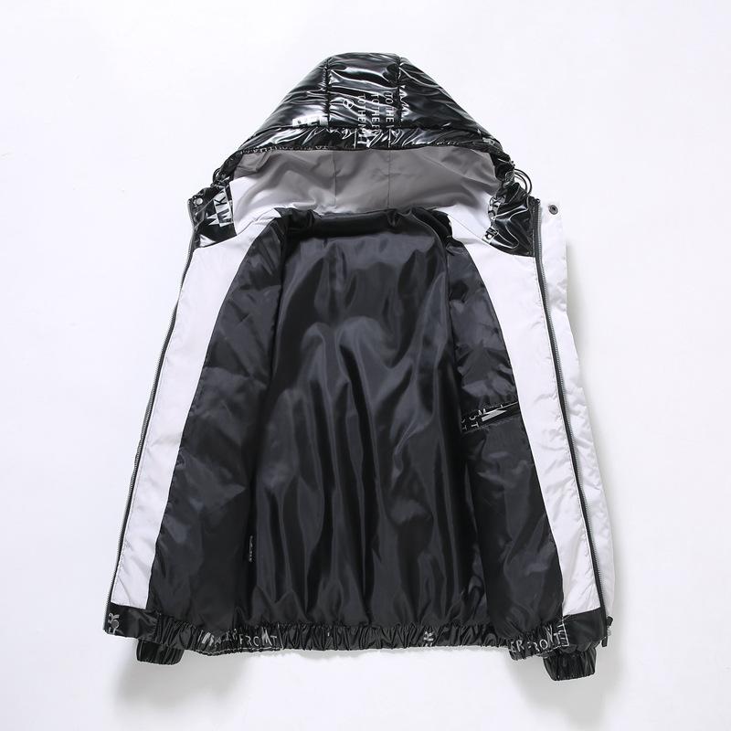 Autumn and Winter Men's Casual Youth Jacket Shiny Cropped Down Jacket with a Hood Thickened and Warm for Couples