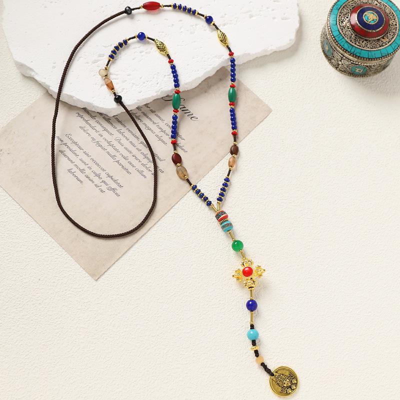 

Оригинальное дизайнерское непальское ожерелье длинное из бисера нишевое изысканное экзотическое тибетское женское ожерелье-цепочка для свитера