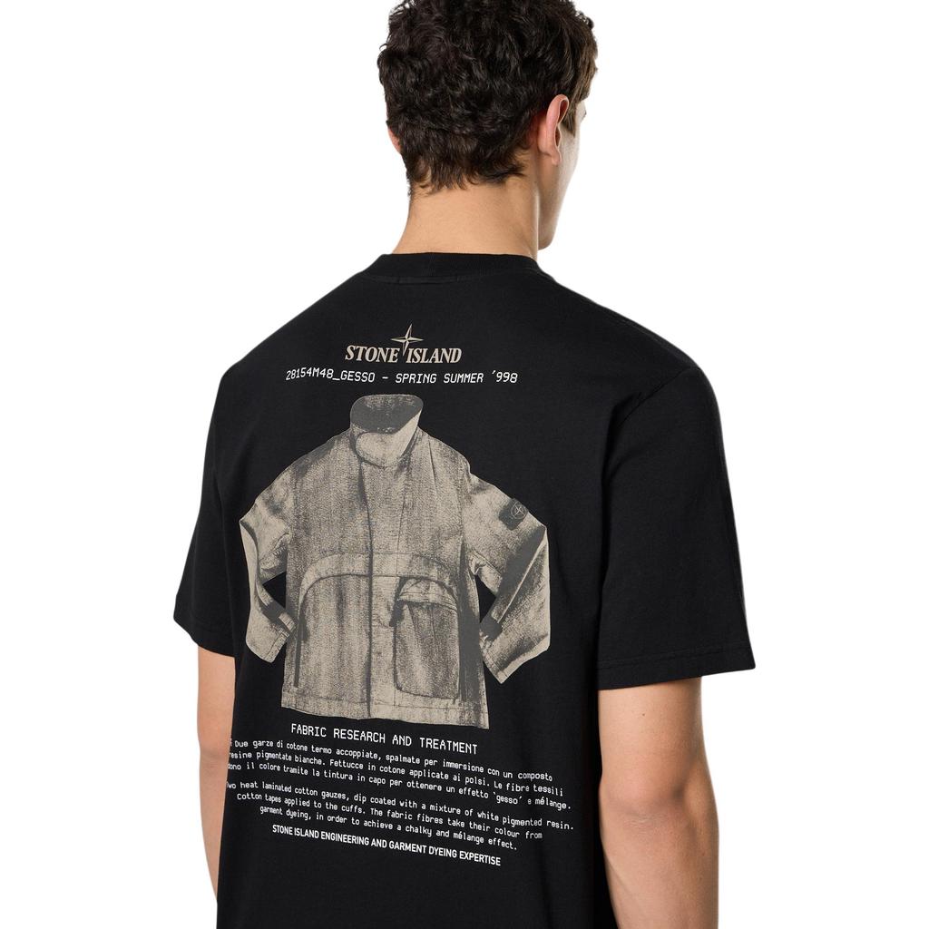 STONE ISLAND Classic Crew Neck Letter Short Sleeve T-Shirt Men Tops Black K1S1521000-37S0091-V0029