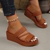 Sandalias de cuña para mujer Verano Mujer Slip on Tacón alto Moda Zapatos de mujer Cómodos Flor Exterior Sandalias de plataforma