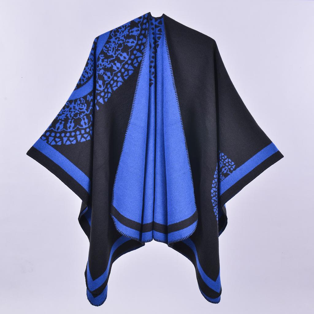 Solid Color Imitation Cashmere Large Split Shawl, Popular, Warm Monochrome Cape, Plain Cape