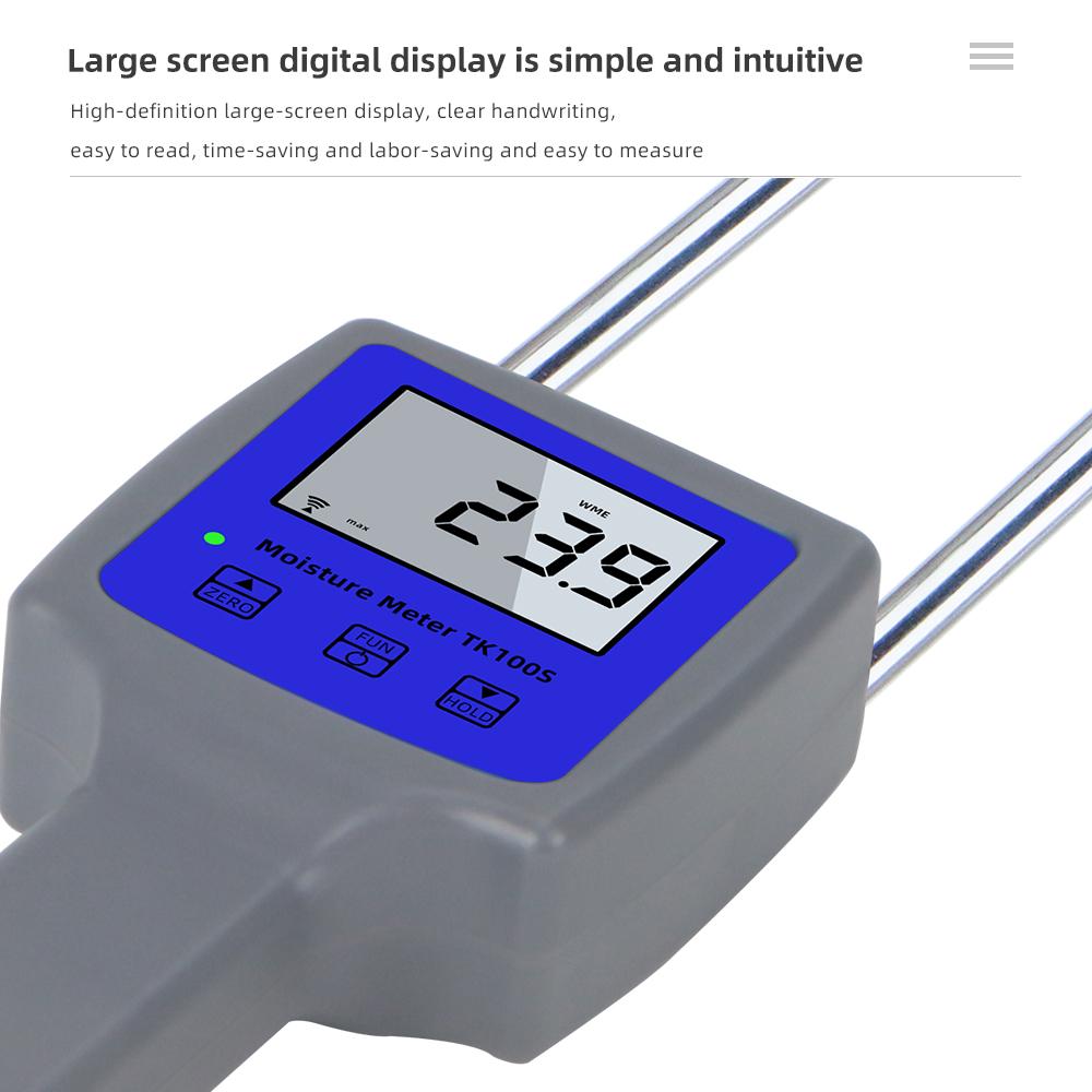 TK100W High-precision Professional Wood Sawdust Powder Moisture Meter Bamboo Powder Paillasse Hay Bale Peat Hygrometer