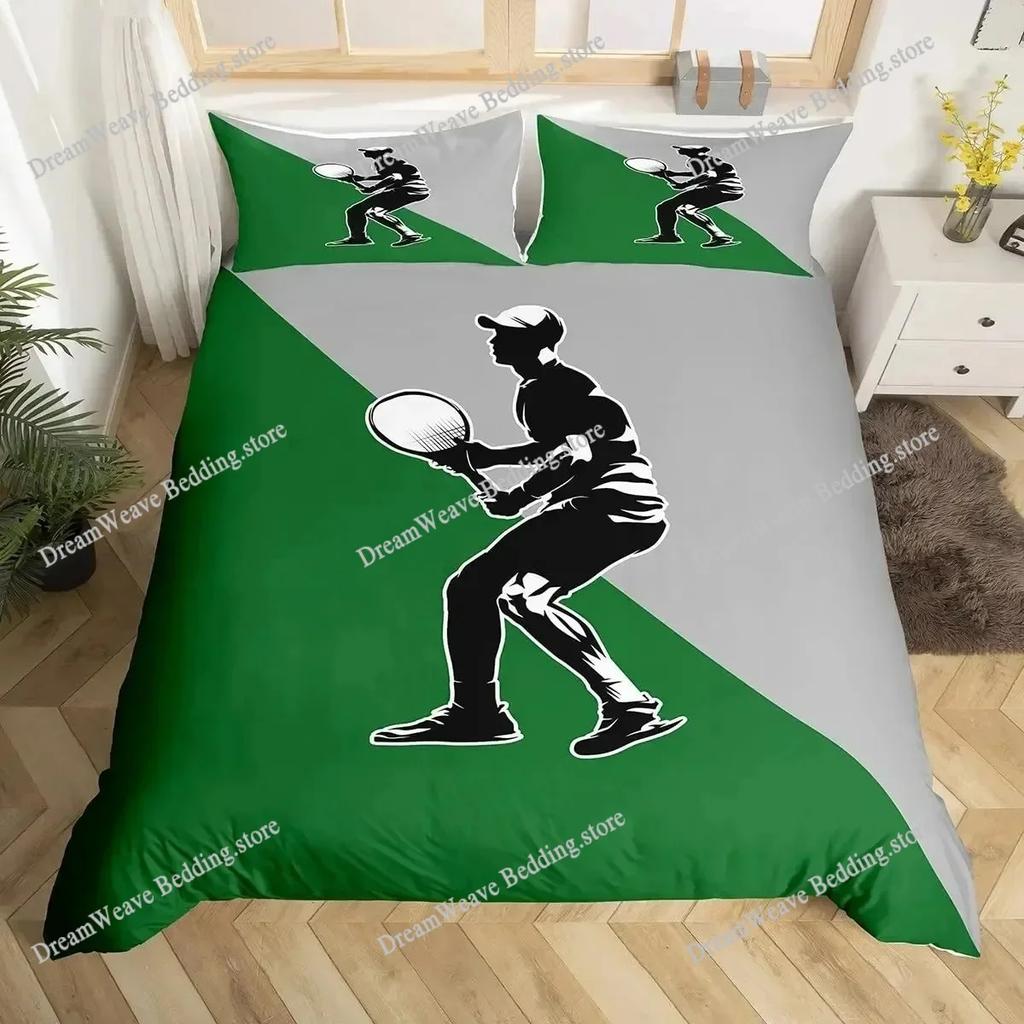 3D Tennis Bedding Set Full Size Sports Theme Comforter Cover Tennis Ball Games Yellow Duvet Cover Black White Quilt Cover963