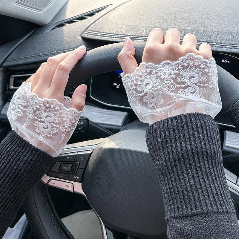 Girls Ruffles Pleated Fake Sleeves for Womens Detachable Cuffs Fake Cuffs Clothing Decoration Arm Warmers Fake Flared Sleeves