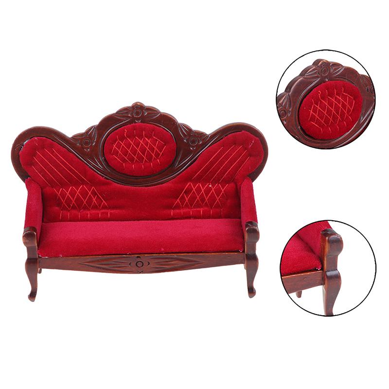 1:12 Dollhouse Miniature Soft Double Sofa For Dolls Furniture Pretend Play Toy