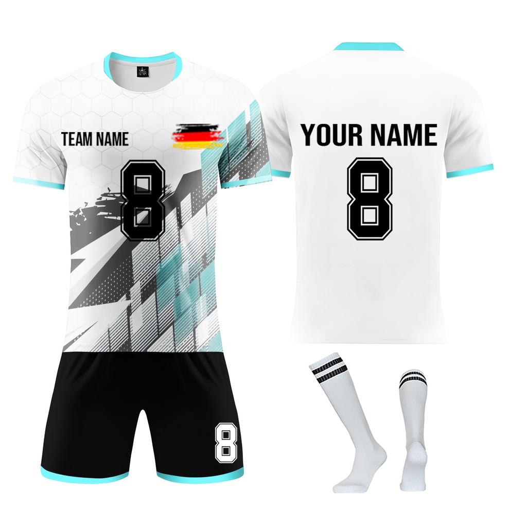 Personalisierte Shirts Kit Herren Mädchen mit Namen Nummer benutzerdefinierte Fußballtrikots für Jungen Trainingsanzug