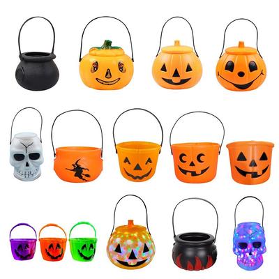 Festive Triangle Eye Halloween Pumpkin Jar Portable Holiday Toy Jack-O-Lantern Pumpkin Bucket Home Decor