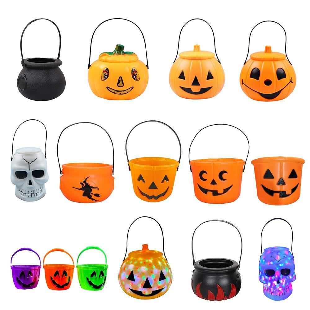 Spooky Triangle Eye Halloween Pumpkin Jar Portable Holiday Toy Pumpkin Bucket Halloween Decoration Party Decoration