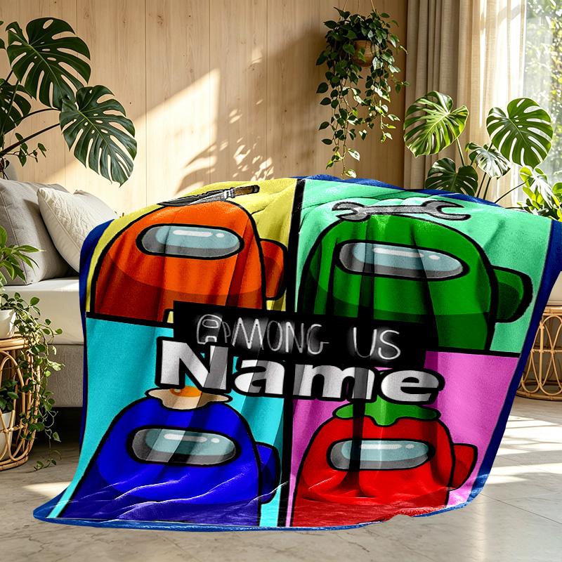 Custom Name Personalized Among Us Print Blanket, Home Decor, Bedroom, Sofa, Camping, Couch, Gifts for Birthday ChristmasEnthusiasts