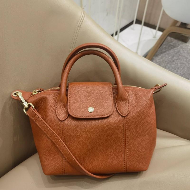 Leather Bag Classic Portable Cross-slung Dumplings Baotou Layer Cowhide Fashion Tote Women