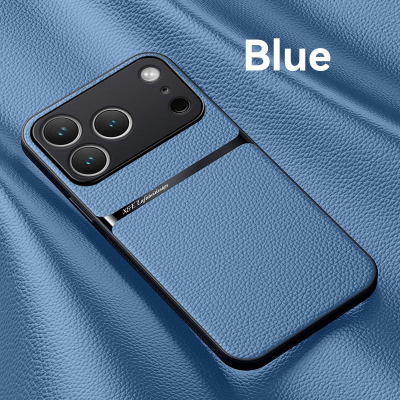 Busines Lychee Pattern Leather Phone Case For iPhone 18 17 16 15 14 13 12 Pro Max Plus 17Air 17E 16E Shockproof Protective Cover