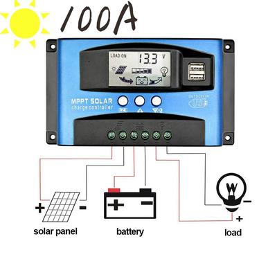 100A MPPT Regulator Solar Panel Charge Controller 12V/24V Auto Focus Tracking