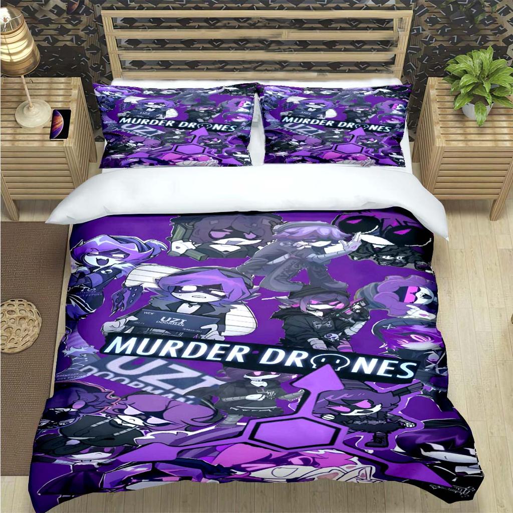 Comforter Fashion Cartoon Murder Drone Print Bedding Set Comforter Bed Youth Kids Girl Boys Luxury Birthday Gift