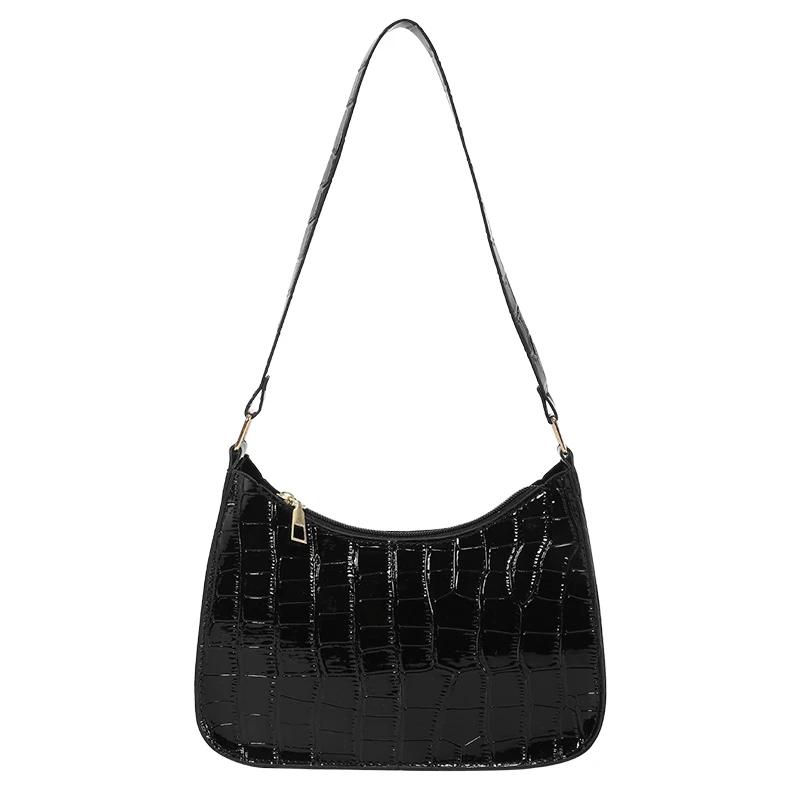 Solid Casual Shoulder Bag for Women Interior Compartment PU Sewing Bags Large Capacity